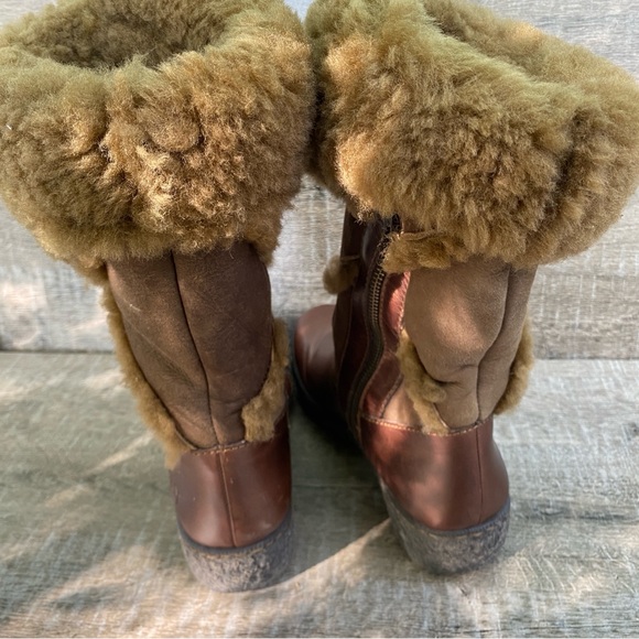 BORN SHEARLING SUEDE LEATHER COGNAC BROWN MID CALF WINTER BOOT SIZE 8.5 - Picture 7 of 10